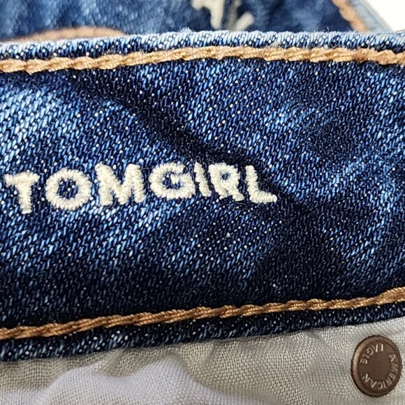 American Eagle Dark Wash Stretch Denim High Rise Tomgirl Jeans - Picture 9 of 10